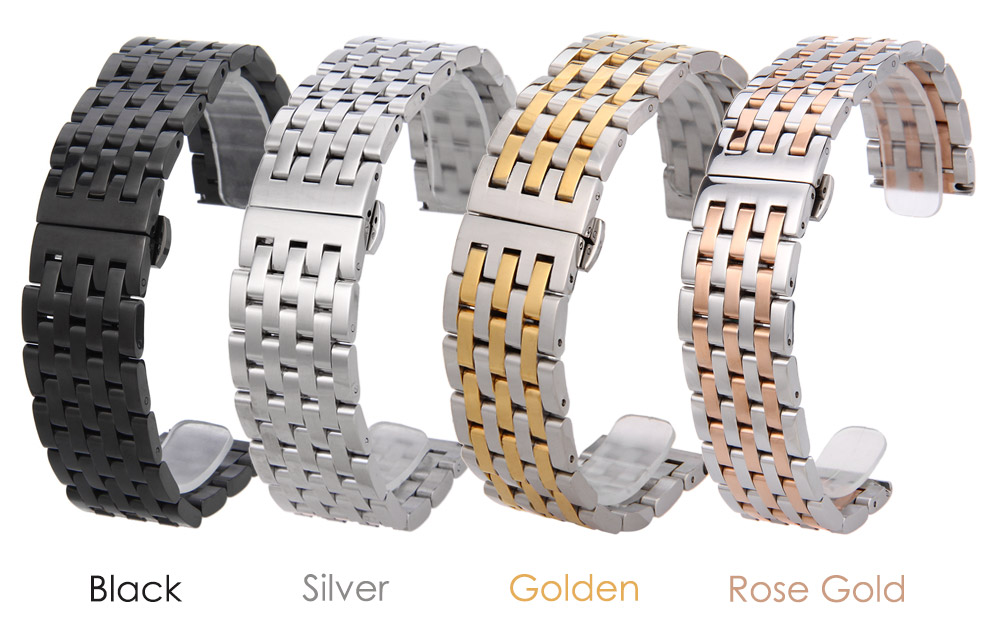 20mm Stainless Steel Watch Strap Butterfly Clasp Band