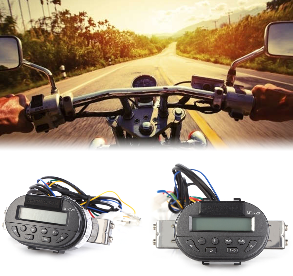 MT729 Water Resistant Motorcycle Handlebar Audio Remote Control MP3 Player FM Radio Support SD MMC Card