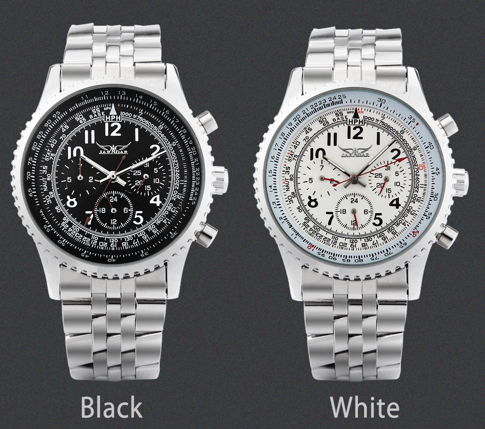 JARAGAR J014 Male Automatic Mechanical Watch Date Day 24 Hour Display Wristwatch