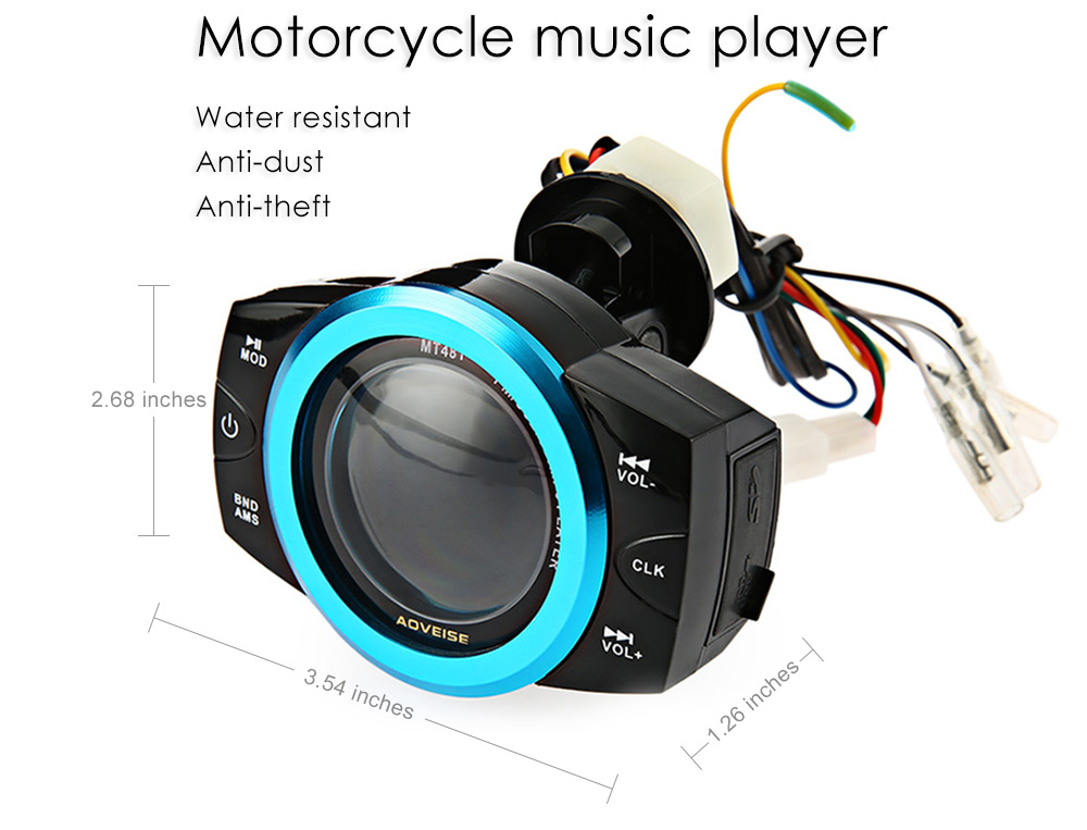 AOVEISE MT481 Professional Motorcycle Music Audio Radio Sound Player Alarm