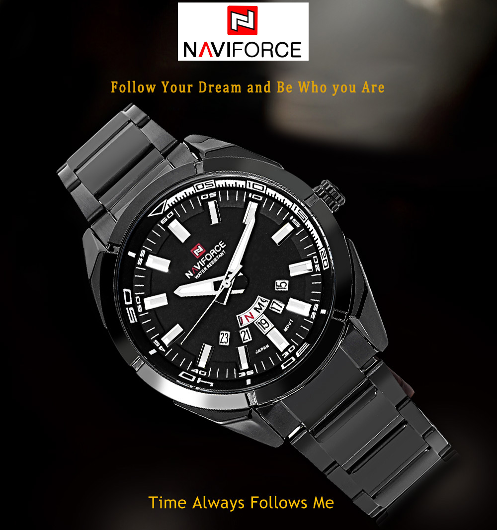 Naviforce NF9038M Male Quartz Watch Date Day Display 3ATM Wristwatch