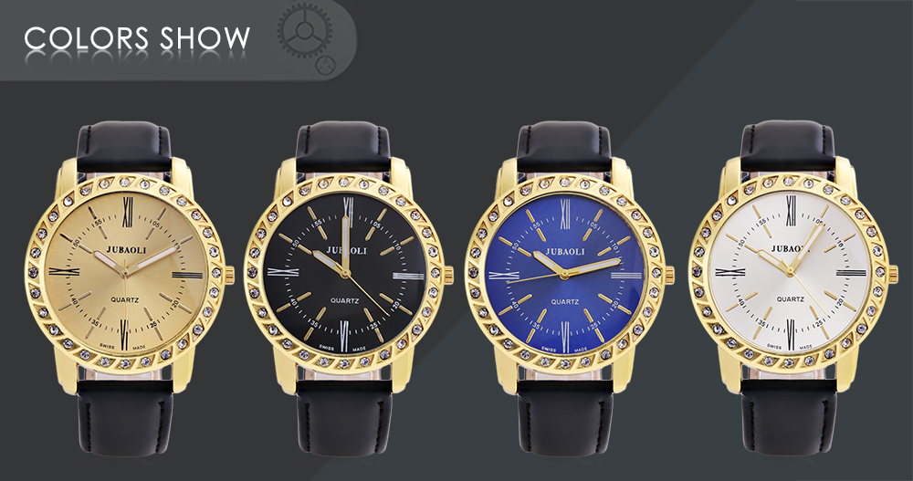 JUBAOLI 1135 Male Quartz Watch Artificial Diamond Dial Radial Scale Luminous Wristwatch
