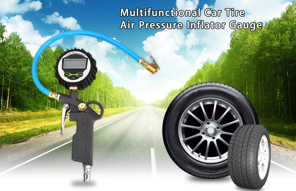 Multifunctional Car Digital Tire Air Pressure Inflator Gauge Dial Meter Vehicle Tester