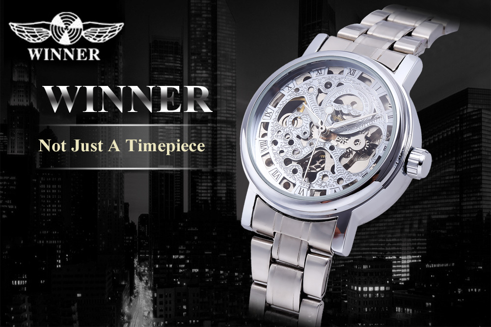 Winner F120524 Female Auto Mechanical Watch Luminous Hollow Back Cover Wristwatch