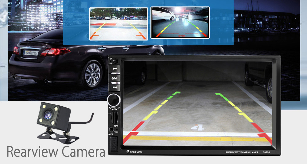7020G 7 inch Car Audio Stereo MP5 Player 12V Auto Video Remote Control Rearview Camera GPS Navigation Function