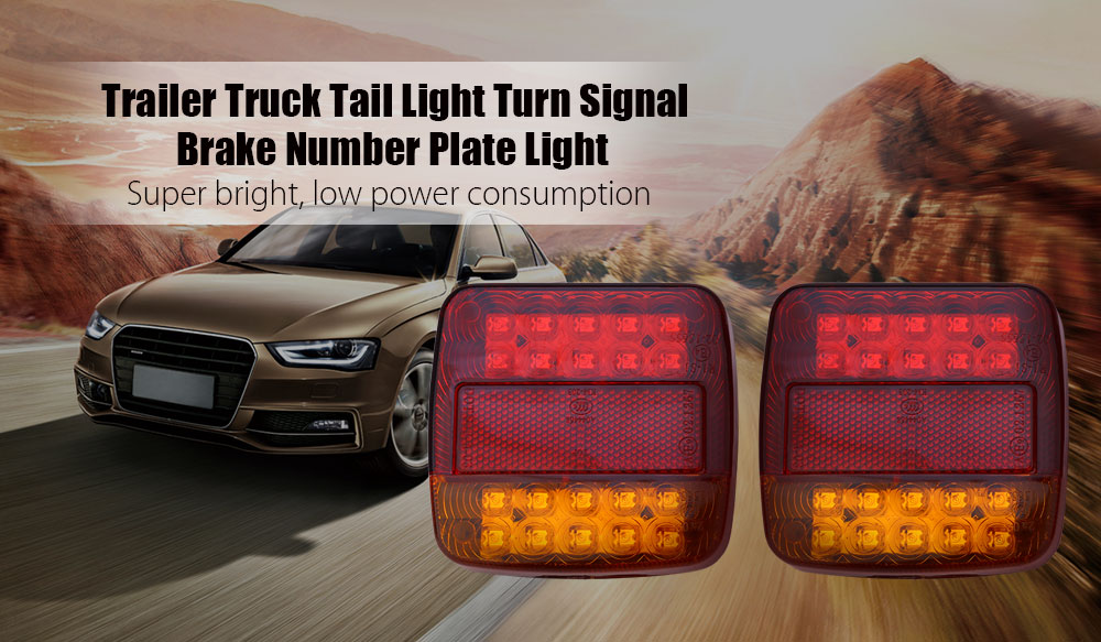 12V Trailer Truck Rear Tail Light Turn Signal Brake Number Plate Lamp