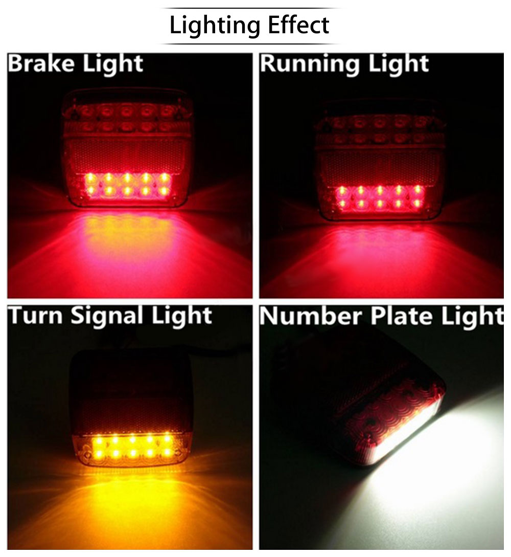 12V Trailer Truck Rear Tail Light Turn Signal Brake Number Plate Lamp