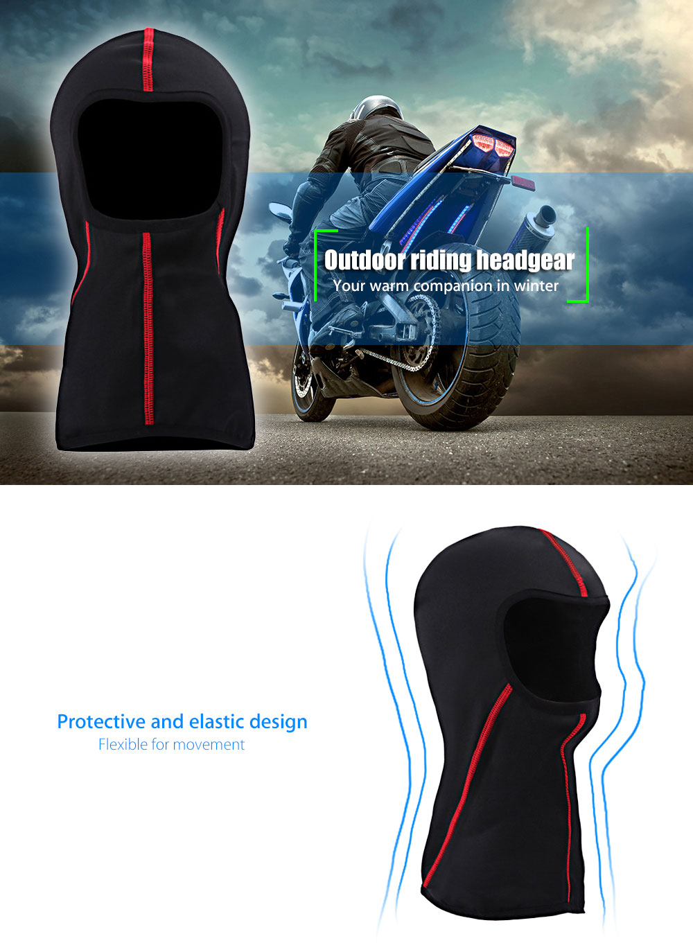 SALETU Breathable Outdoor Sports Riding Headgear Motorcycle Cycling Protect Full Face Mask