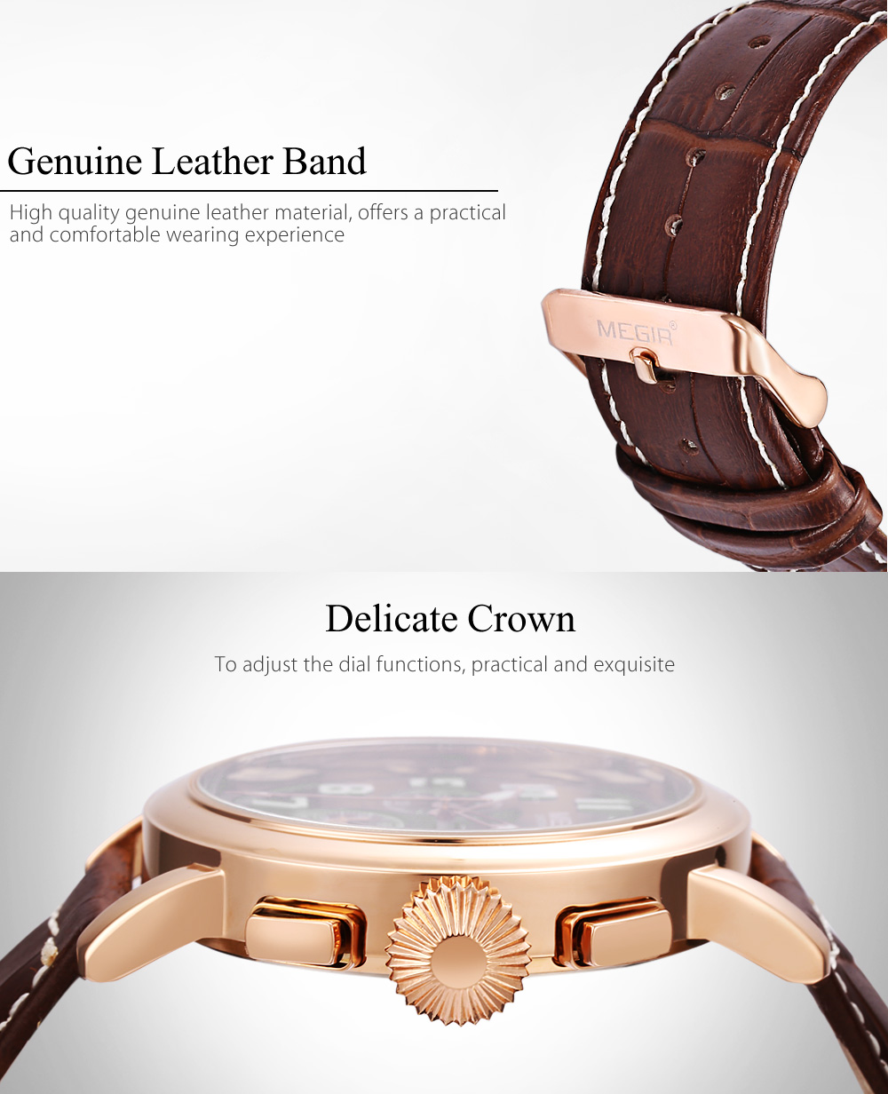 MEGIR ML2031 Male Quartz Watch Date Display Luminous Men Wristwatch
