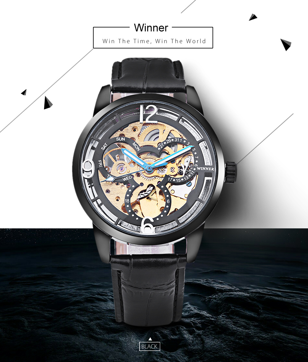 Winner 275 Male Auto Mechanical Watch Wheel Pattern Dial Luminous Men ...