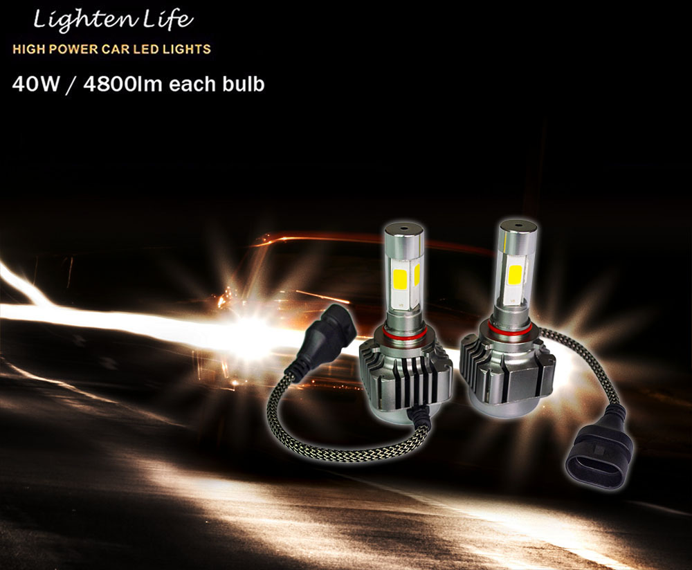 2pcs 40W 4800LM 9005 9006 H10 LED Light Car Headlight 6000K Vehicle Conversion Bulb