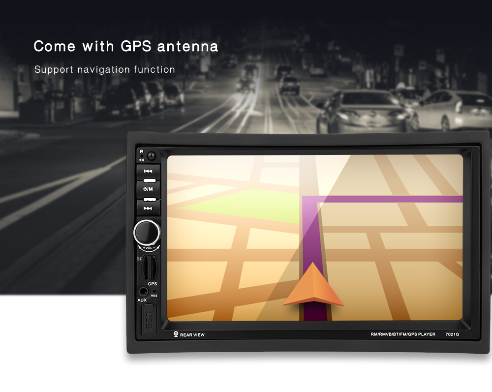 7021G 7 inch Vehicle MP5 Player 2 Din Bluetooth Multimedia FM Radio GPS Rear View Camera Remote Control