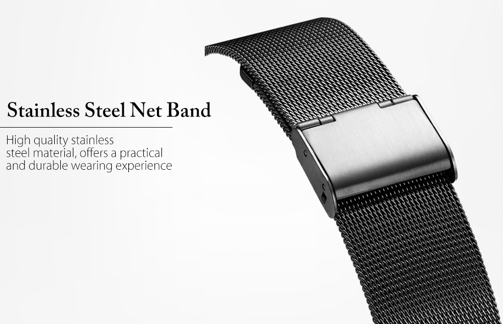 GUANQIN GS19056 Male Quartz Watch Ultra-thin Dial Stainless Steel Net Band Wristwatch