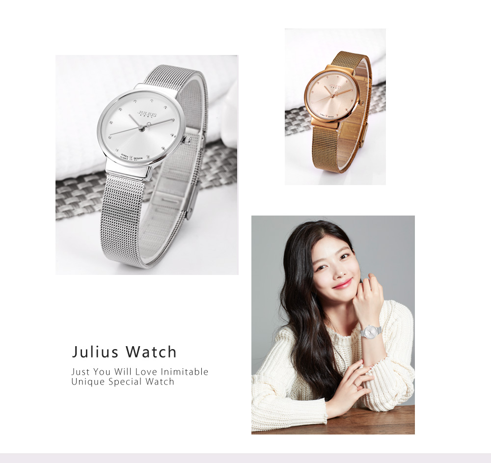 Julius JA - 426L Female Ultrathin Stainless Steel Mesh Band Quartz Wrist Watch