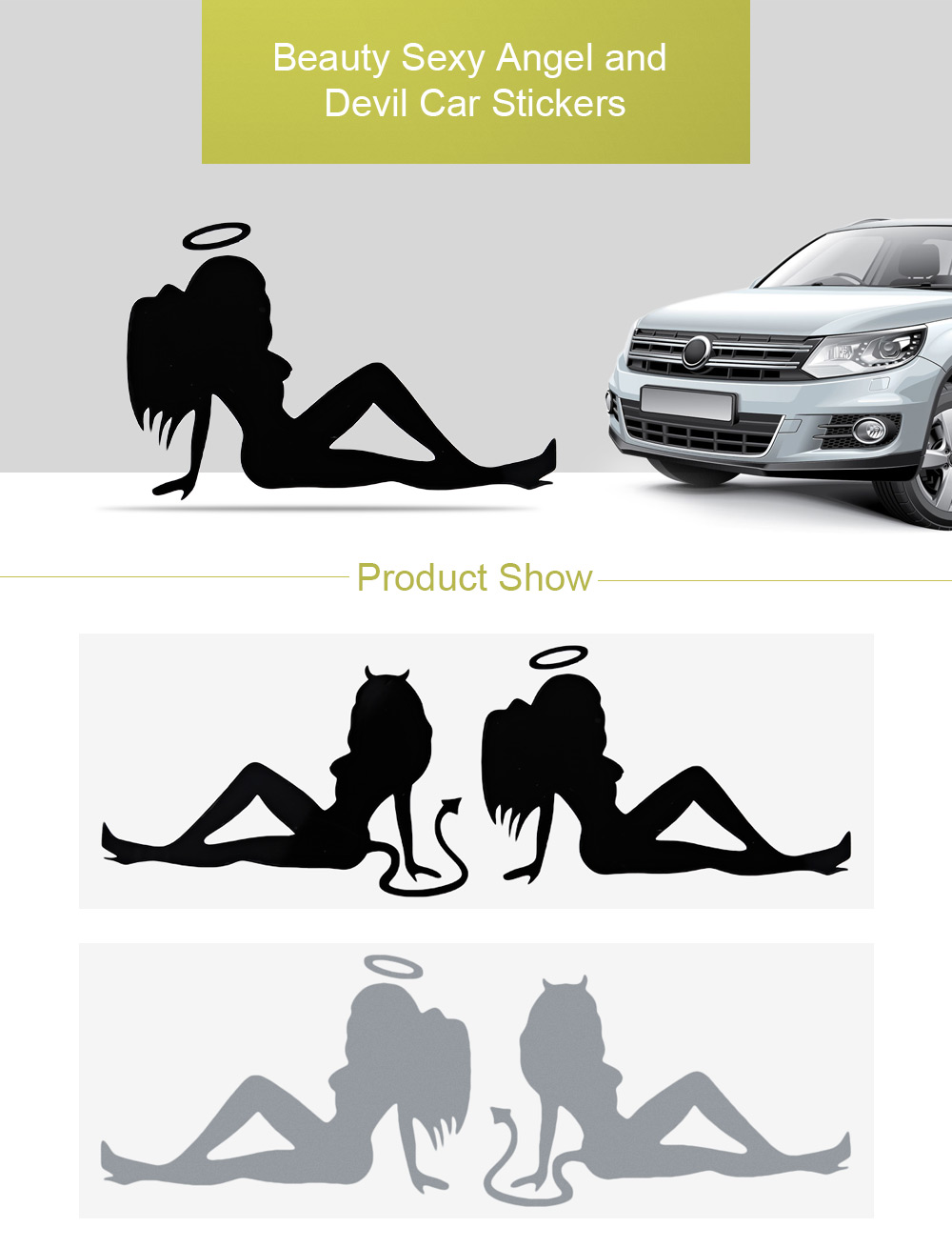 Beauty Sexy Angel and Devil Car Stickers Reflective Waterproof Decal
