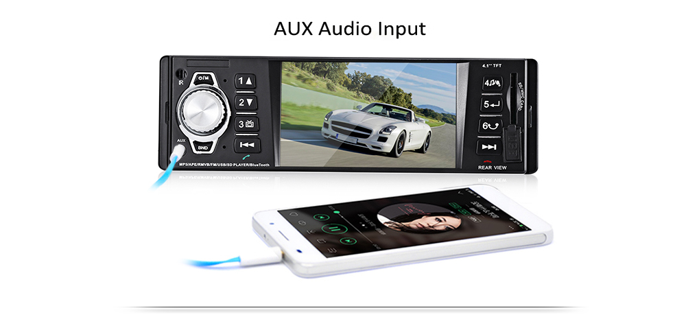 4016C 4.1 Inch HD Digital Car MP5 Player FM Radio with USB SD AUX Interfaces