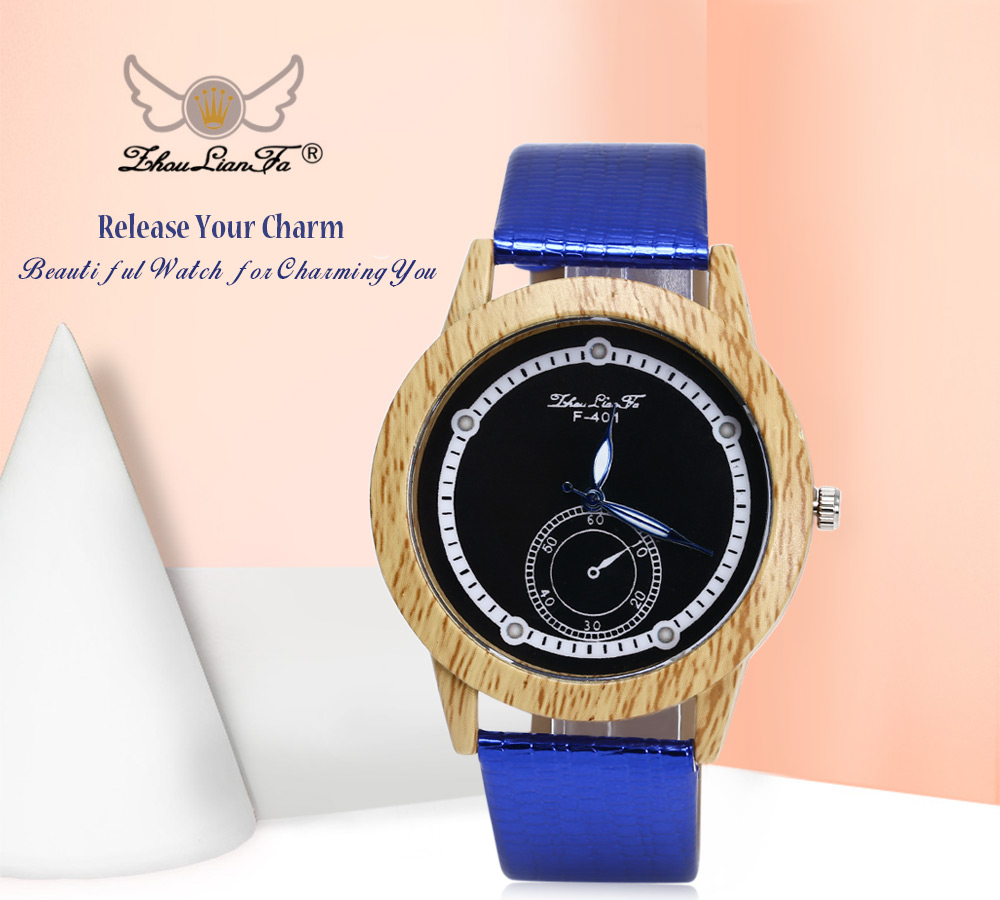 ZhouLianFa F - 401 Women Quartz Watch Wooden Bezel Female Wristwatch