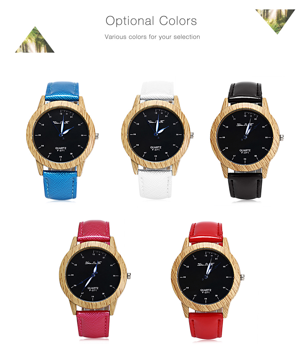 ZhouLianFa F - 371 Women Quartz Watch Imitation Wood Grain Case Wristwatch