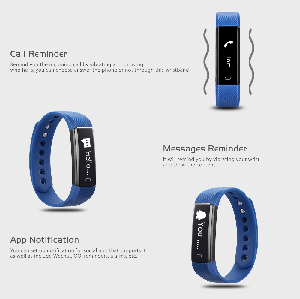 ID115 Smart Wristband Activity Tracker Sleep Monitor USB Rechargeable Interface