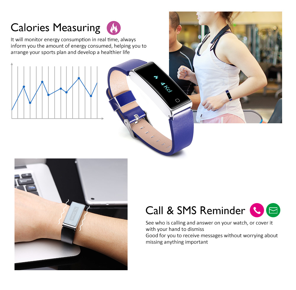 QS60 Heart Rate Measure Smart Wristband with Breath Training Pedometer