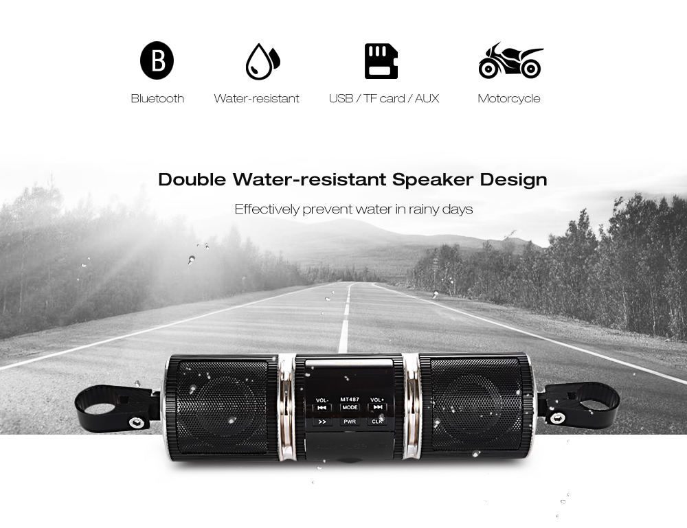 AOVEISE MT487 Motorcycle Bluetooth MP3 Music Player Water-resistant LED Display Stereo System