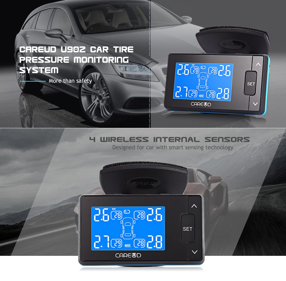 CAREUD U902 NF+ LCD Display Car Tire Pressure Monitoring System with Four Wireless Internal Sensor