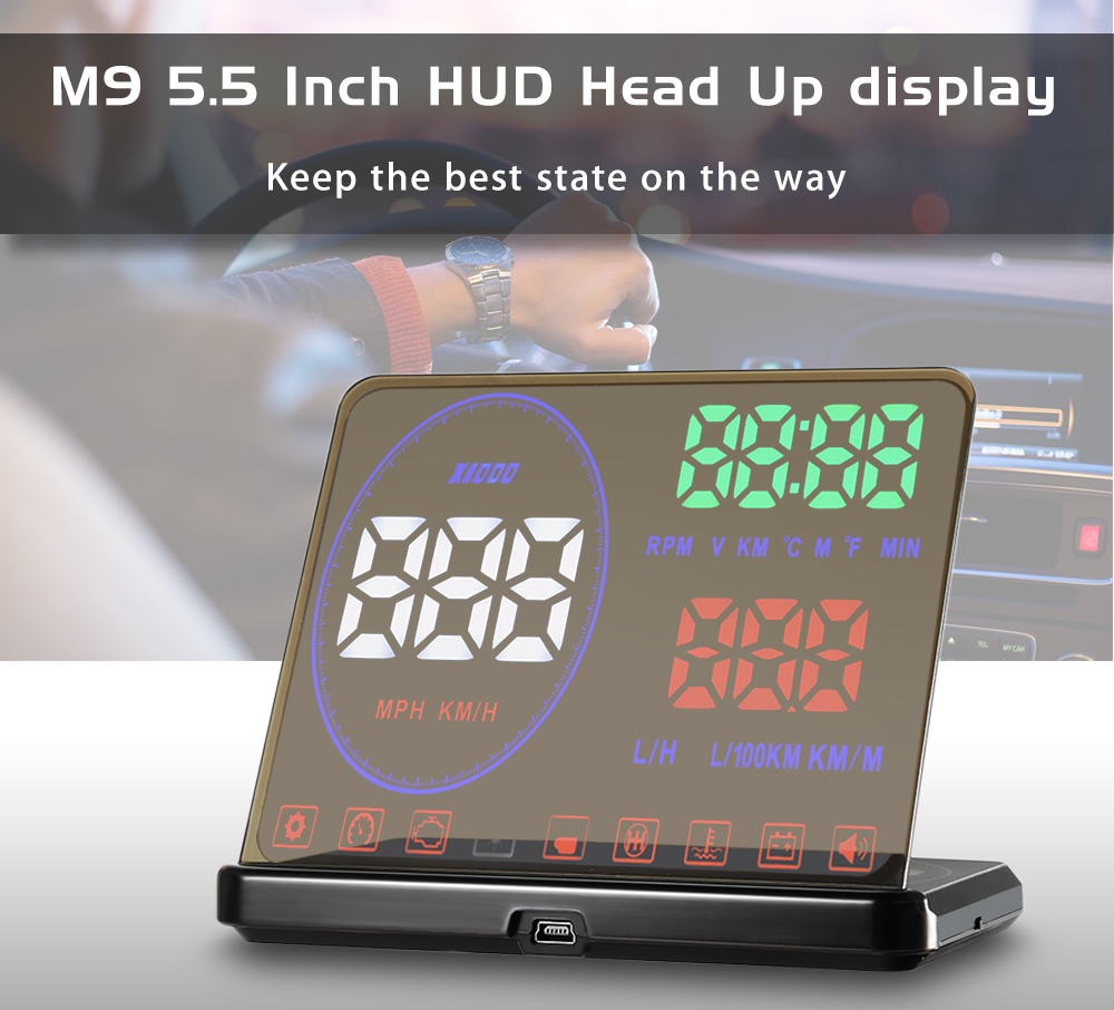 M9 5.5 inch HD Screen HUD Head Up Display
