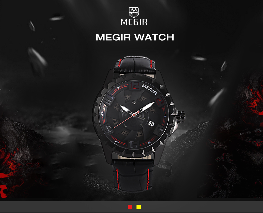 MEGIR ML1074 Men Quartz Watch Calendar Luminous Male Wristwatch