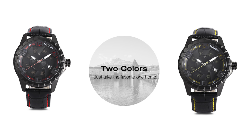 MEGIR ML1074 Men Quartz Watch Calendar Luminous Male Wristwatch