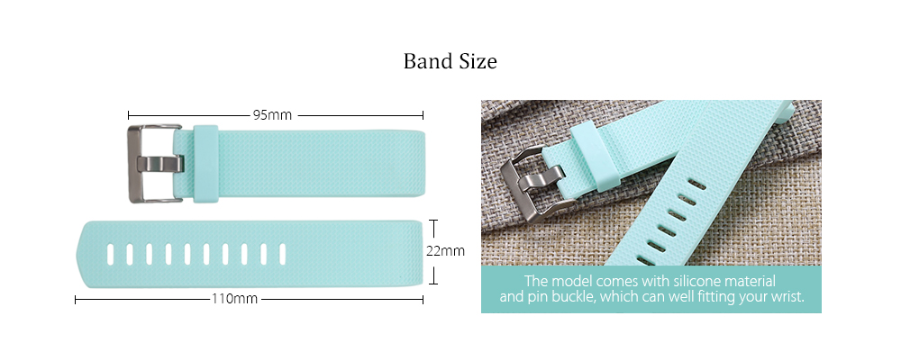 22mm Pin Buckle Silicone Strap for Fitbit Charge 2 Smart Wristband