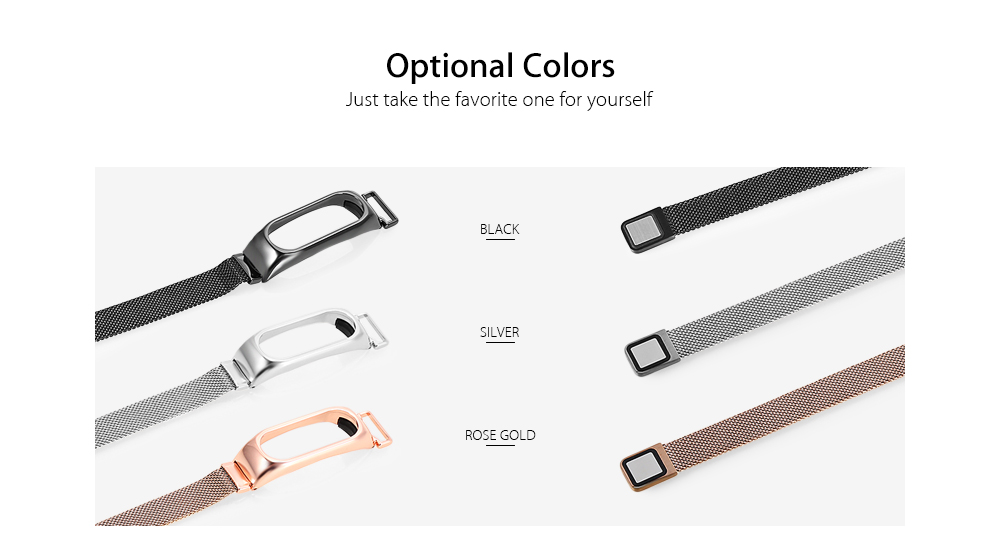 12mm Magnetic Buckle Stainless Steel Net Strap for Xiaomi Mi Band 2 Smart Wristband