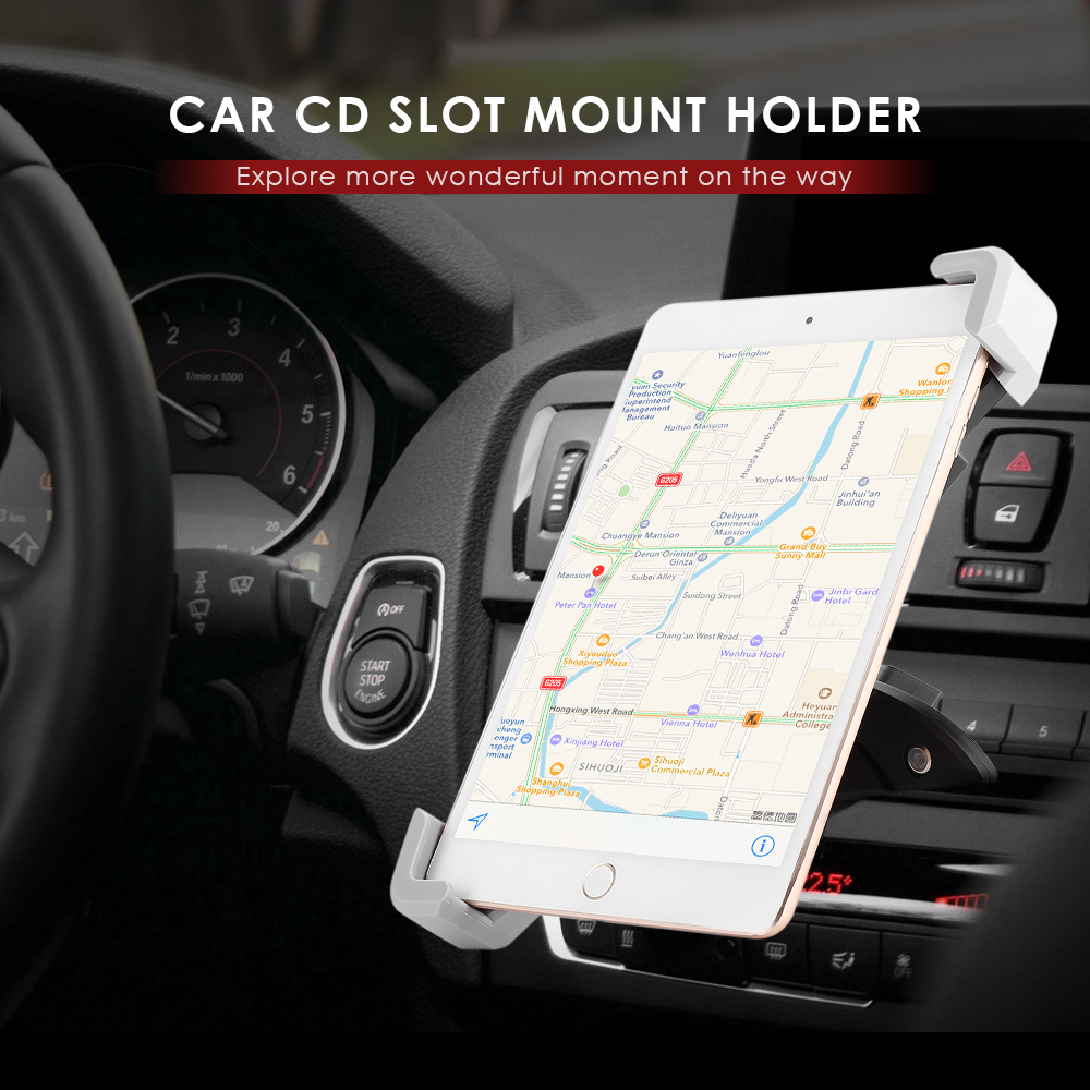 Car Universal CD Slot Mount Holder for 7 - 11 Inch Width Tablet PC 360 Degree Rotation