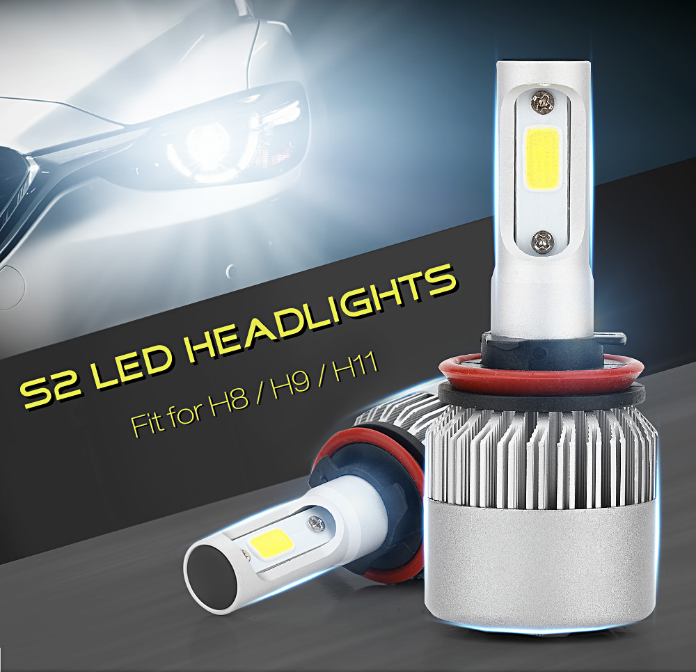S2 H8 H9 H11 Pair of Car LED Headlight 9 - 30V 72W 6000K Front Lamp