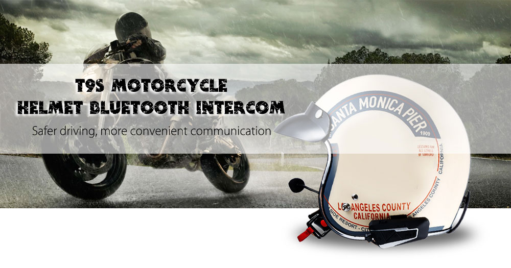 T9S 1200M Waterproof Bluetooth 3.0 Intercom for Motorcycle Headset Helmet 15 Hours Working Time