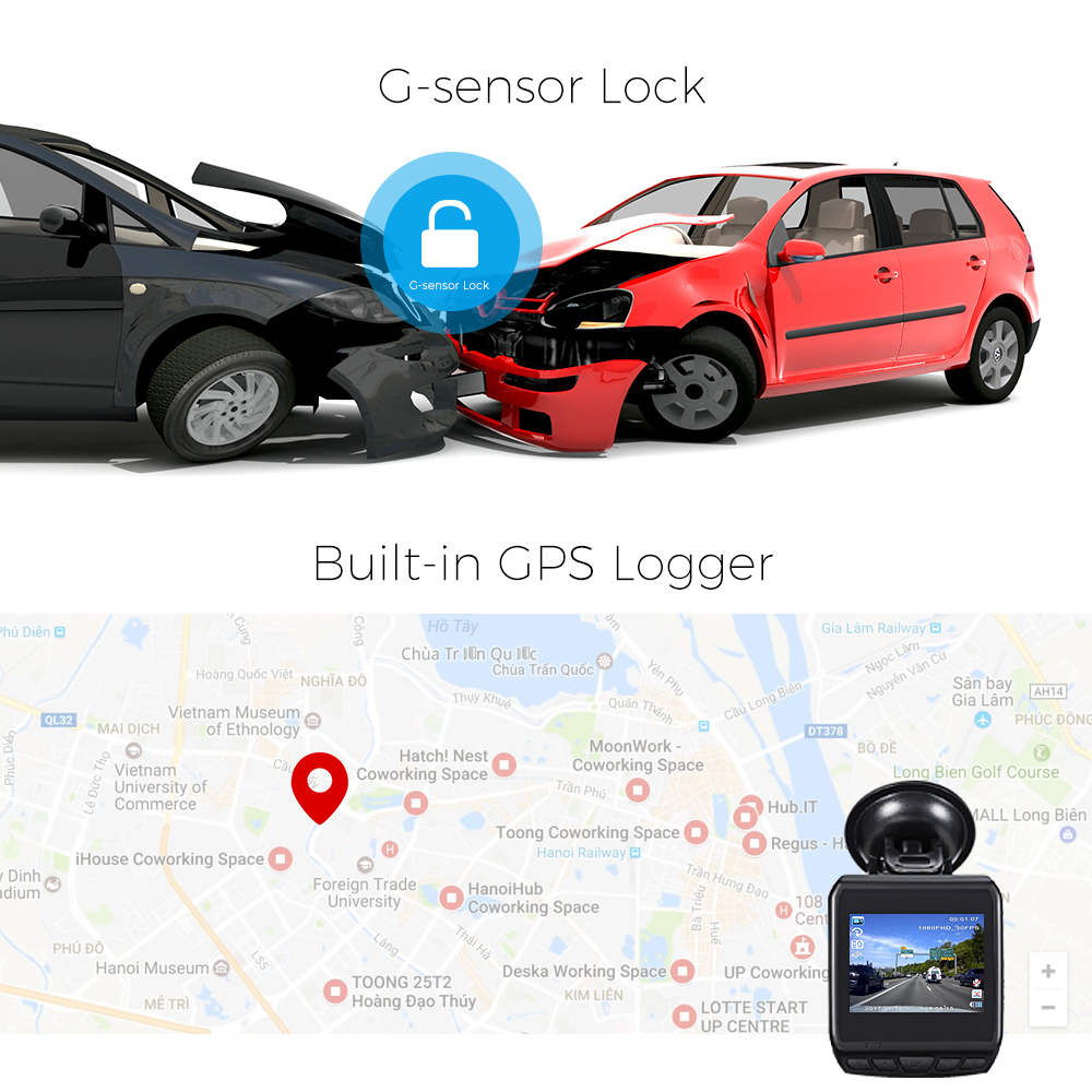 ZEEPIN DAB211 Dash Cam 2.31-inch ADAS GPS HDR 1440P Car Driving Recorder