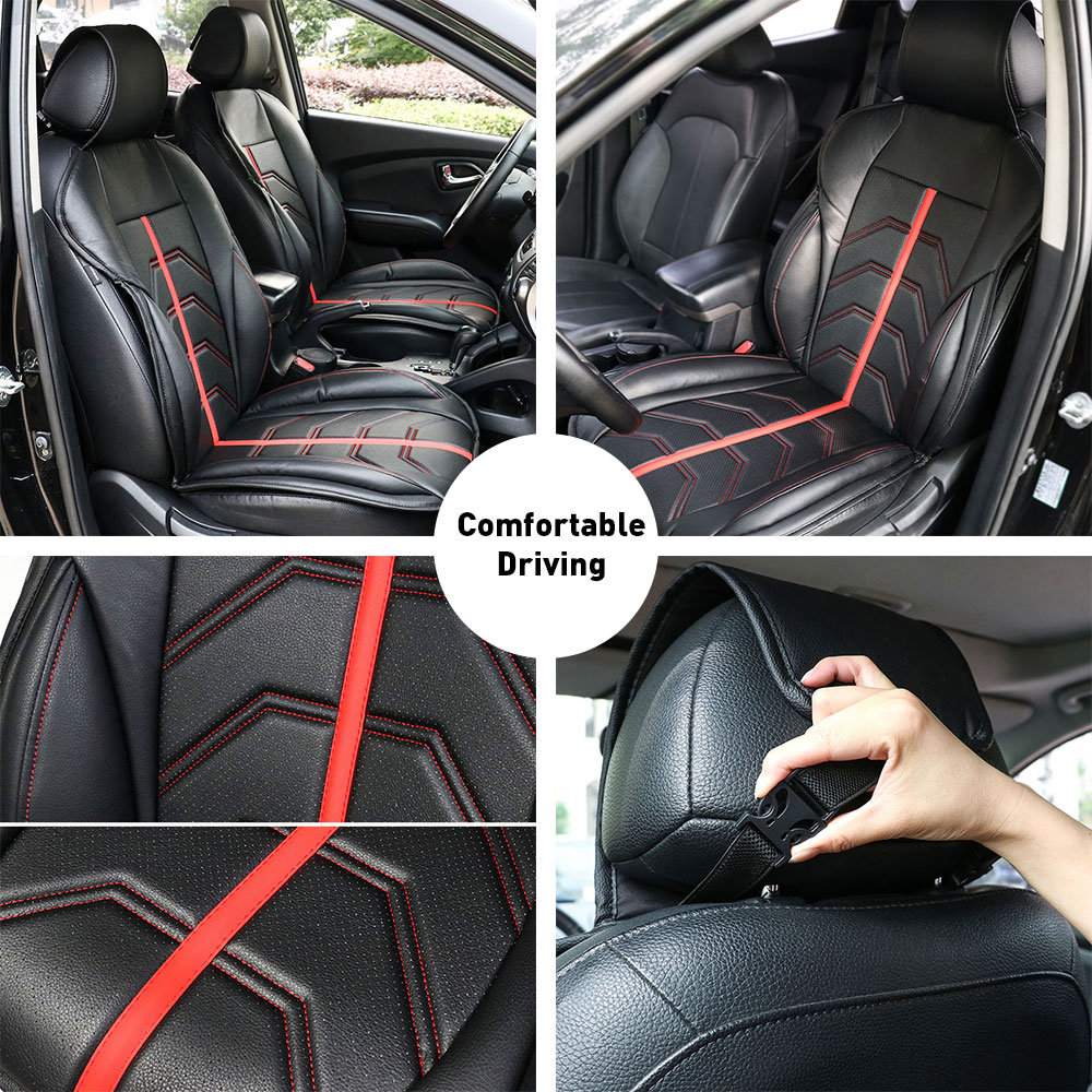 TIROL Universal PU Leather Waterproof Front Single Car Seat Cushion Cover Pad