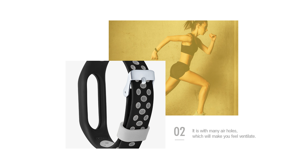 Soft Breathable TPE Sports Strap Smartwatch Wristband for Xiaomi Mi Band 2