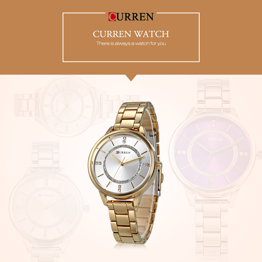 Curren 9006 Women Quartz Watch Crystal Dial Female Wristwatch