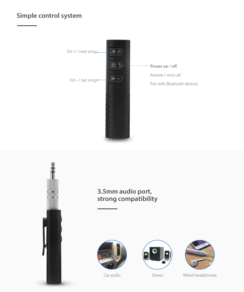 KELIMA Portable Bluetooth Music Audio Receiver Adapter