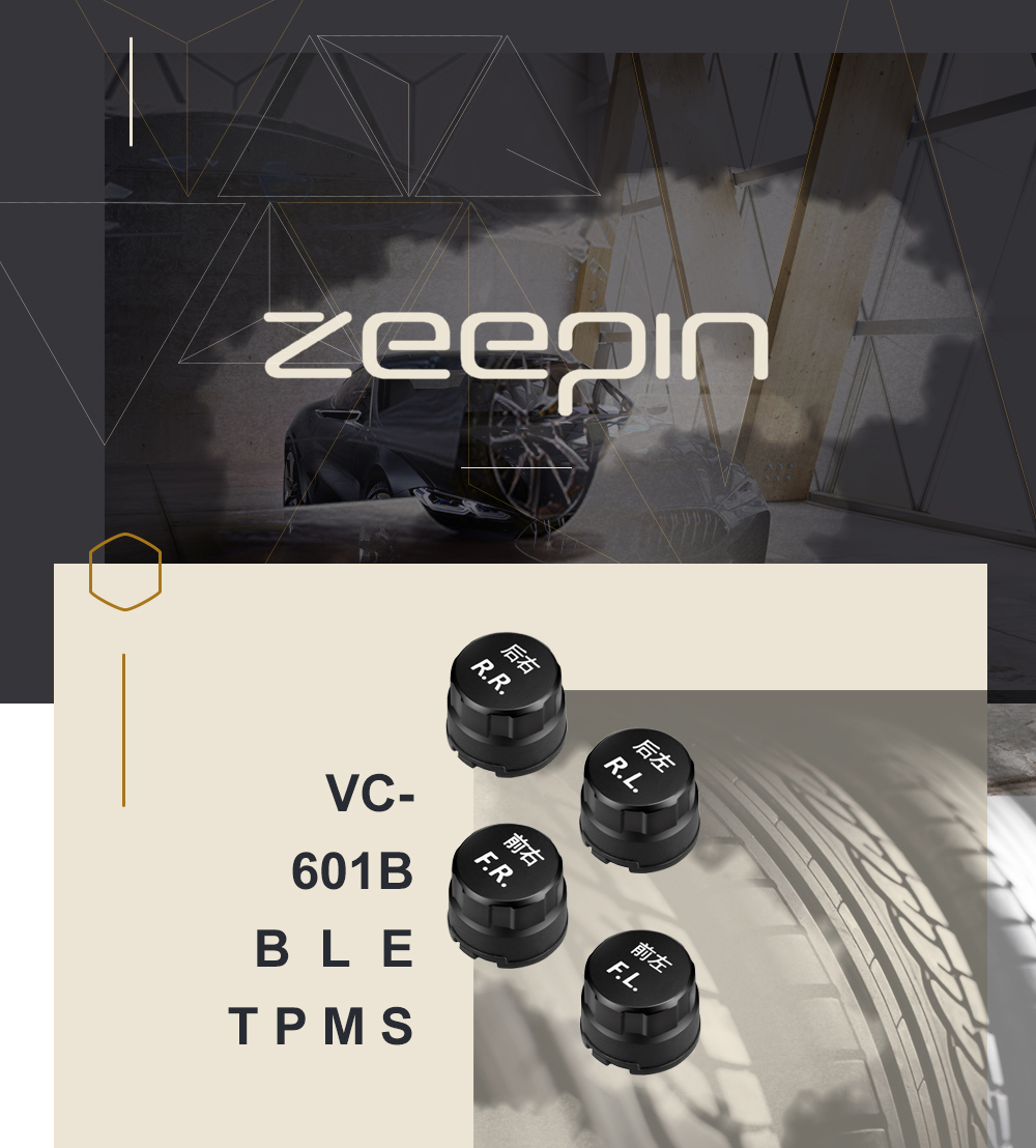 ZEEPIN VC601B BLE TPMS Car Tire Pressure Monitor System 4 External Sensors