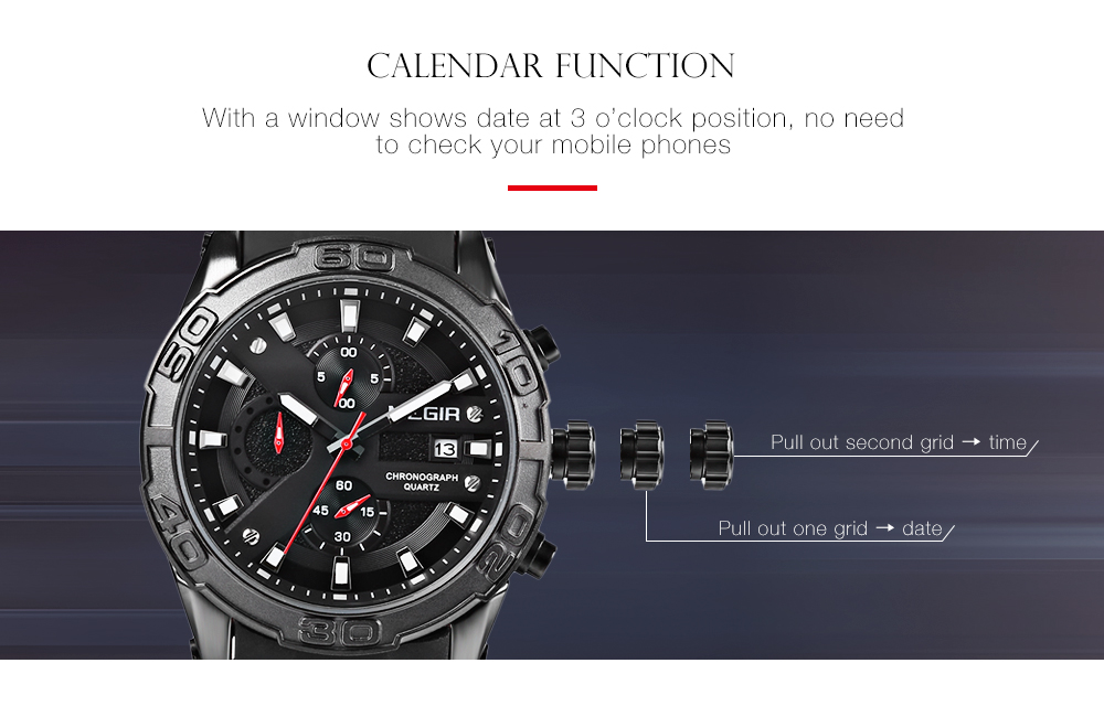 MEGIR MN2055 Men Quartz Watch Calendar Chronograph Luminous Male Wristwatch