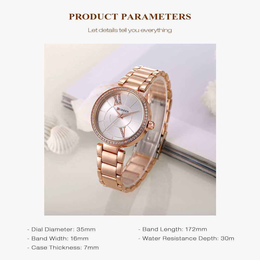 Curren 9014 Women Quartz Watch Crystal Ultra-thin Dial Female Wristwatch