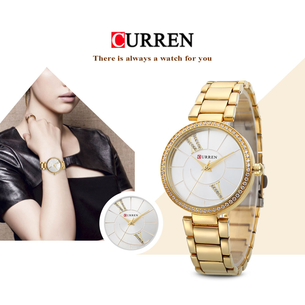 Curren 9014 Women Quartz Watch Crystal Ultra-thin Dial Female Wristwatch