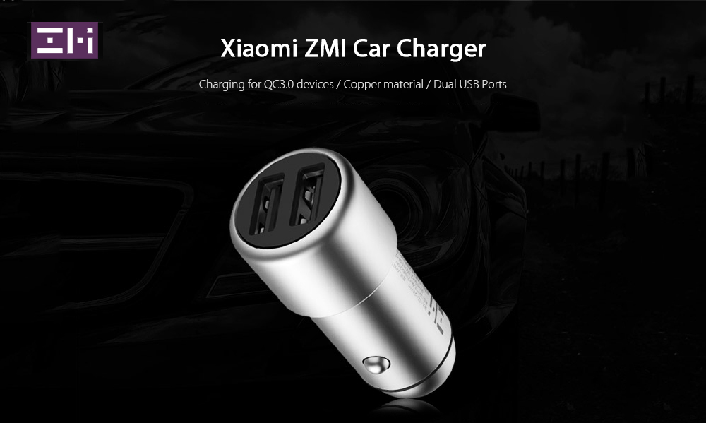 Xiaomi ZMI Portable Car Charger Dual USB QC3.0 for Tablets / Cellphones / MacBook