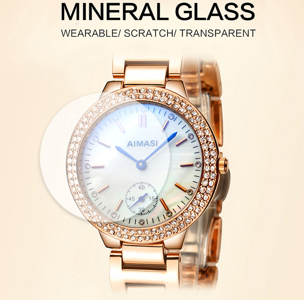 AIMASI 9012 Female Exquisite Watch with Stainless Steel Band