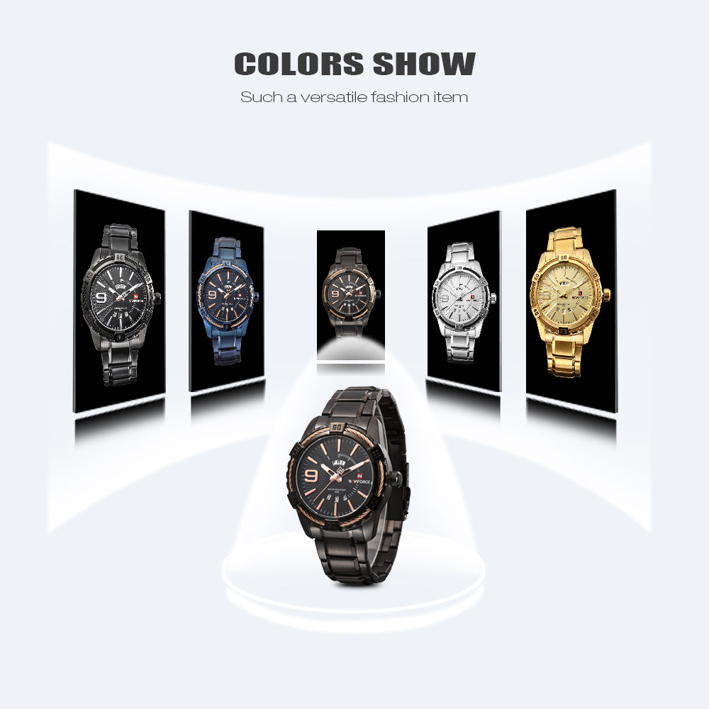 NAVIFORCE 9117 Male Quartz Watch Date Day Display Men Wristwatch