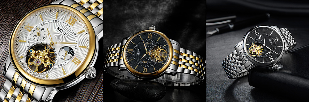 Nesun MS9091 Stainless Steel Band Automatic Mechanical Men Watch