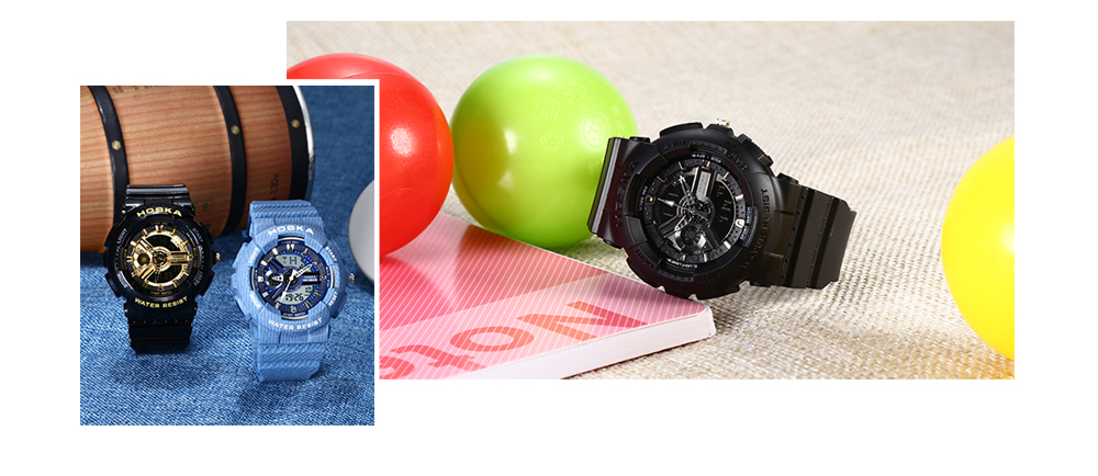 HOSKA HD058S Kid Sports Watch Double Movt Alarm Stopwatch Backlight Date 24 Hours Display Wristwatch for Children