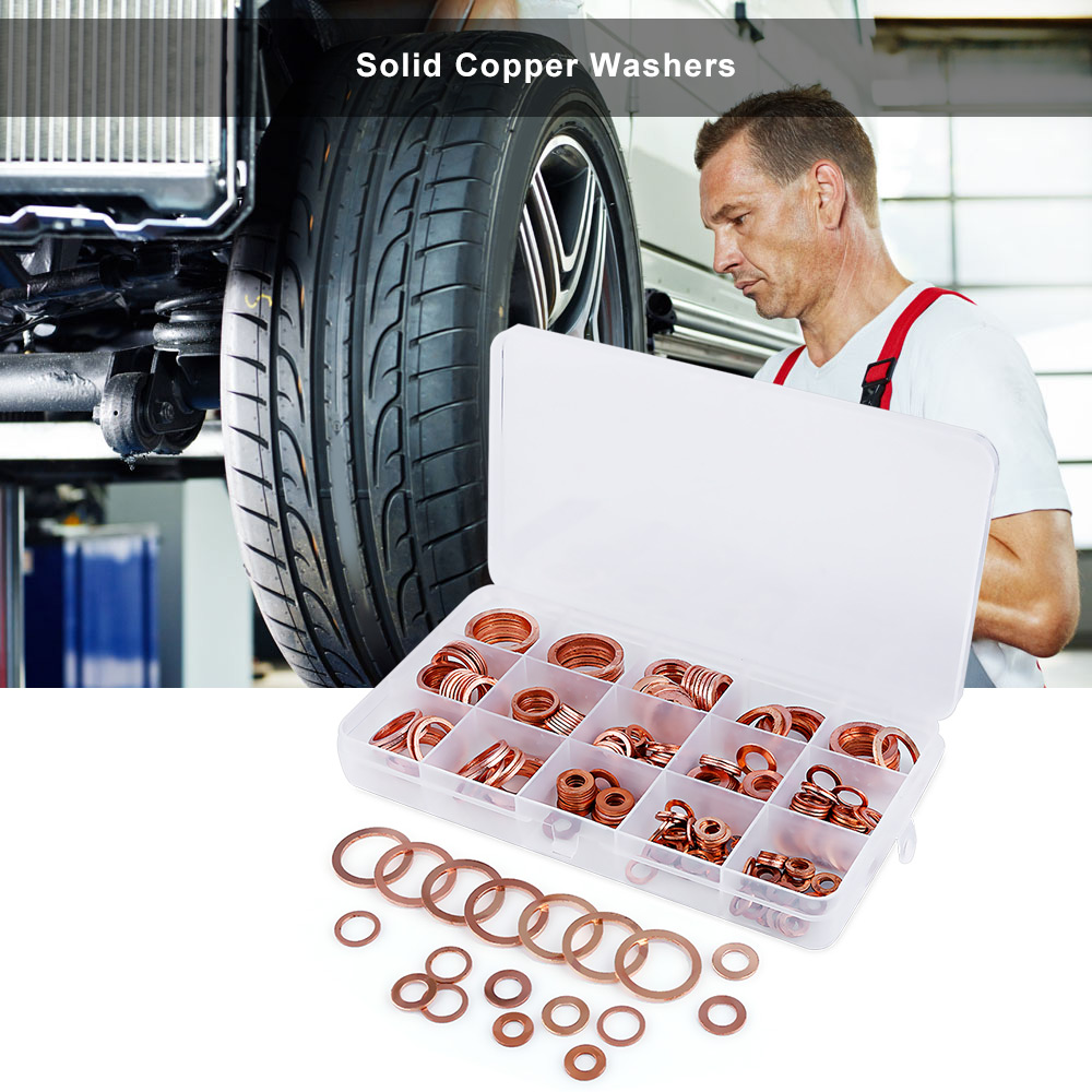 150pcs Solid Copper Washers Flat Ring Sump Plug Oil Seal Car Accessories