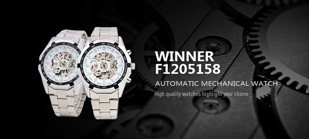 Winner F1205158 Men Automatic Mechanical Watch Steel Strap